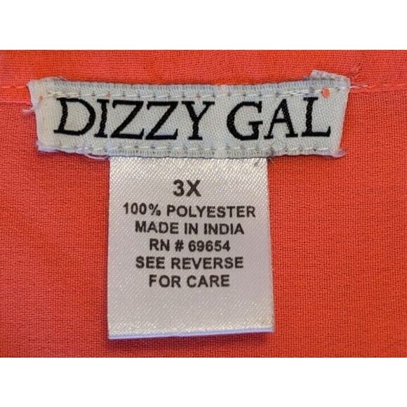 Dizzy Gal Women's 3X Orange Blouse Top Plus V-Neck Lightweight - Picture 3 of 8
